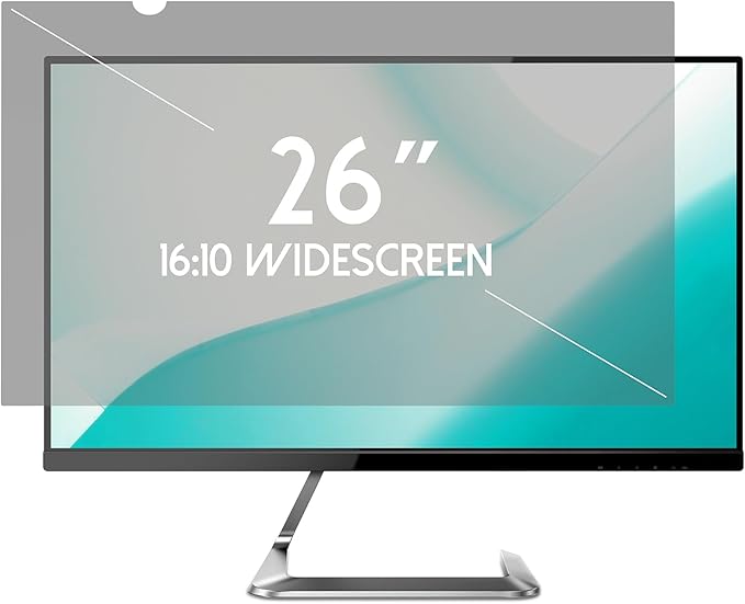 26 Inch Desktop Privacy Screen Shield for 16:10 Wide Monitor - Anti Glare Computer Privacy Screen Cover | Blue Light Blocking Screen Protector | Scratch Resistant UV Filter | Attachment Type