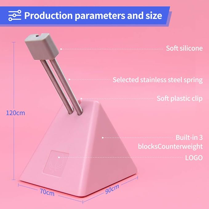 Hotline Games Mouse Bungee Mouse Cord Clip Cord Management System Fixer Holder for Esports FPS Game (3.0 Pink)