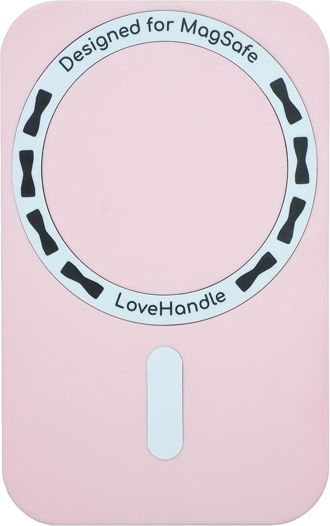 LoveHandle PRO MagSafe Compatible Magnetic Phone Grip w/Kickstand - Mount, Strap and Stand for Smartphone and Tablet - MagSafe Ring Included - Fits All Devices - Light Pink
