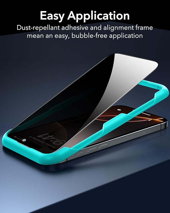 ESR 3 Pack for iPhone 16 Pro Privacy Screen Protector, Anti-spy Tempered-Glass Privacy Screen Protector with Easy Installation Tool, Micro-Curved Edges, Case Friendly