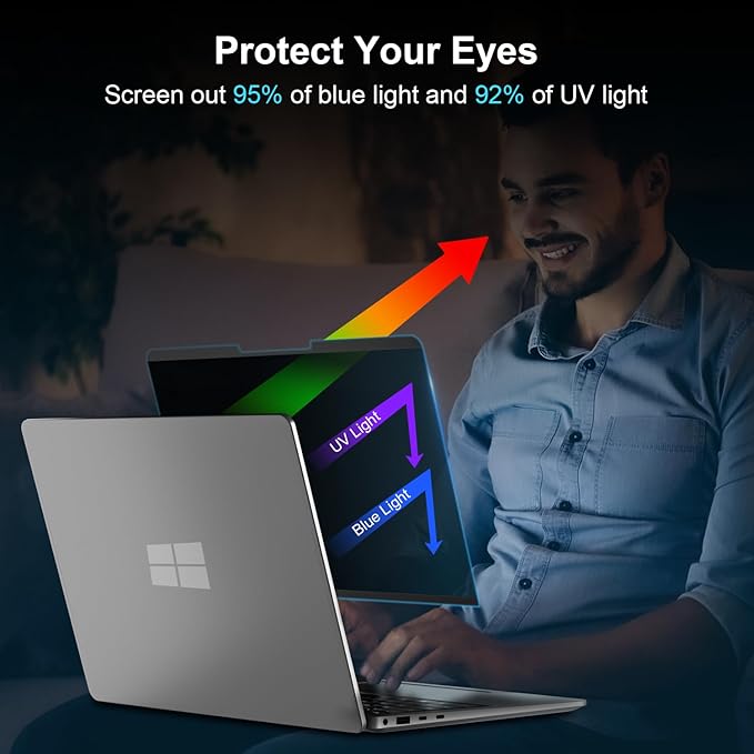 13.8 Inch Magnetic Privacy Screen for Microsoft Surface Laptop 7, Removable Anti Glare Screen Protector, Blue Light Computer Filter, Anti Spy Easy Install