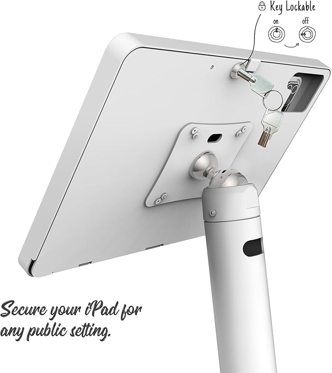 Beelta Tablet Kiosk Floor Stand, All Metal Rotate Lockable - Compatible with 10.9" iPad 10th, Pro 11" 1 2 3 4, Air 4 5, Air 11"(M2/M3/M4), iPad 11"(A16) - BSF301WA