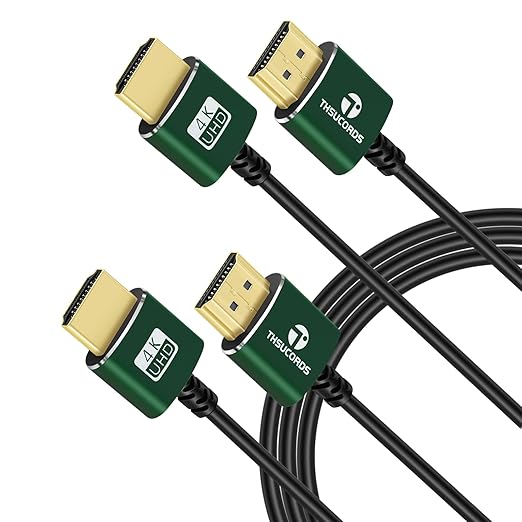 Thin HDMI to HDMI Cable 25FT 2 Pack, Ultra Slim & Flexible HDMI Cord Supports High Speed 4K@60Hz 18gbps 2160p 1080p