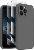 FireNova Designed for iPhone 15 Pro Max Case, Silicone Upgraded [Camera Protection] Phone Case with [2 Screen Protectors], Soft Anti-Scratch Microfiber Lining Inside, 6.7 inch, Space Gray