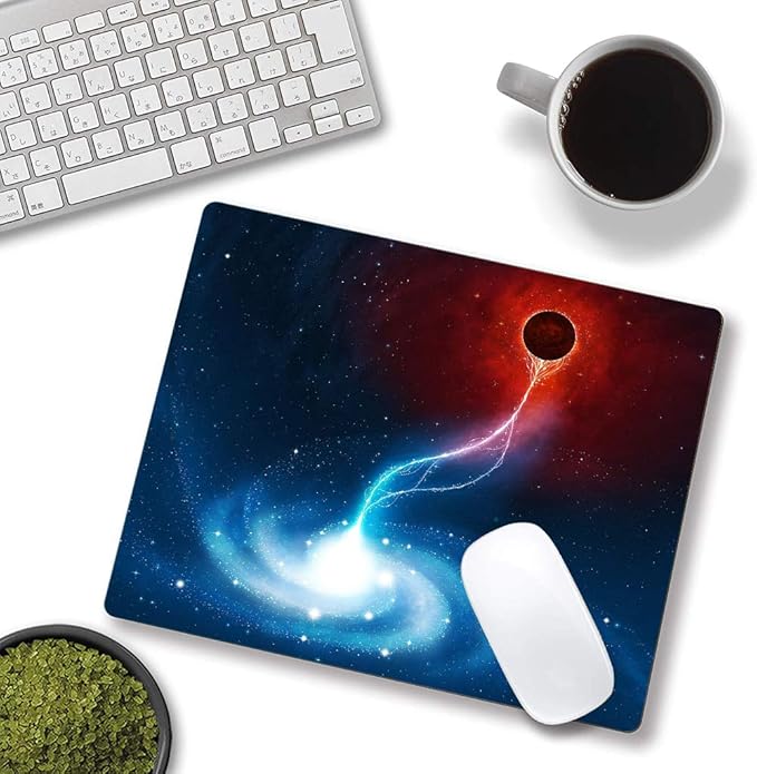 Cool Galaxy Mouse Pad, Black Holes Engulf Galaxies Square Mouse Pad Non-Slip Rubber Base Gaming MousePads for Computers Laptop Office, 9.5"x7.9"x0.12" Inch( 240mm x 200mm x 3mm)