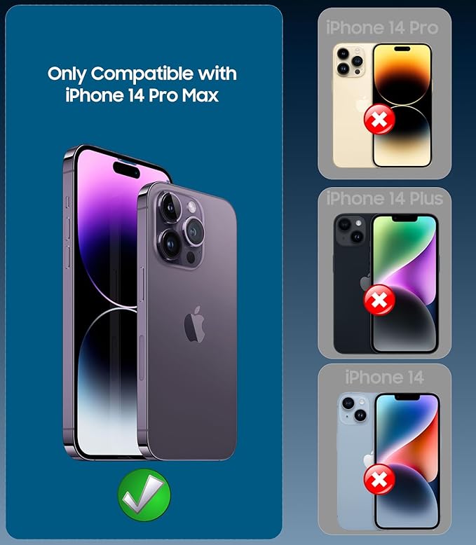 Magnetic for iPhone 14 Pro Max Case, Compatible with MagSafe, Built-in Camera Lens Protector, Logo View, Military Grade Drop Proof Phone Case Cover, Sierra Blue