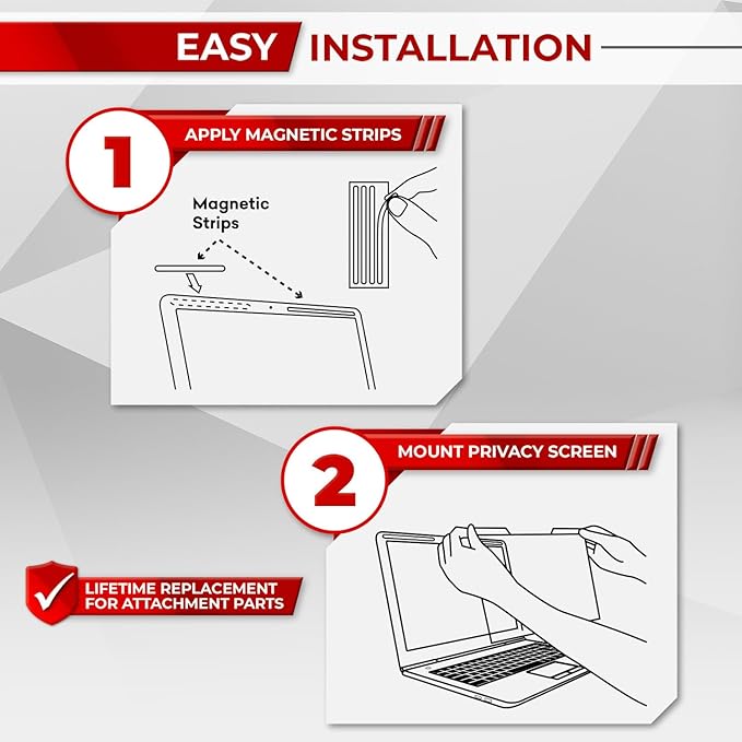 Magnetic Laptop Privacy Screen 13.3 Inch 16:9 - Removable Computer Privacy Filter Shield and Protector