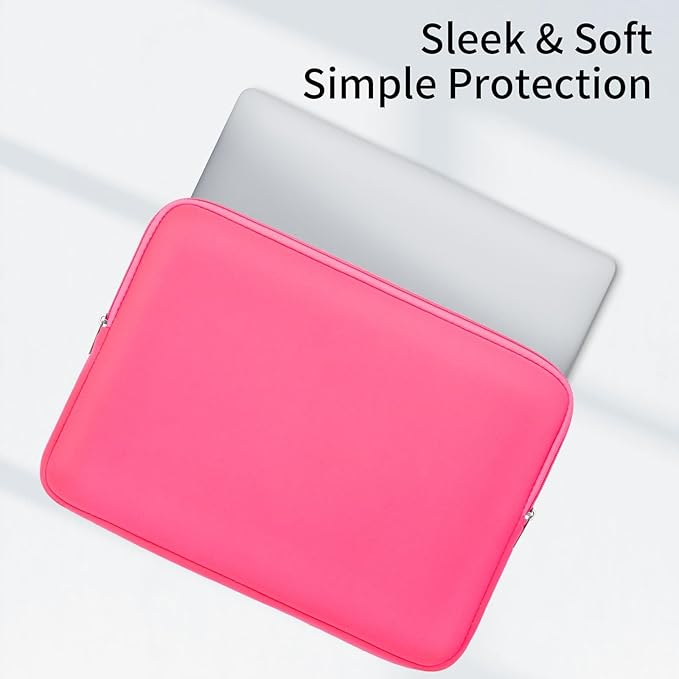 RAINYEAR 14 Inch Laptop Sleeve Protective Case Soft Lining Padded Zipper Cover Carrying Bag Compatible with 14" Notebook Computer Tablet Ultrabook Chromebook (Bright Pink, Upgraded Version)