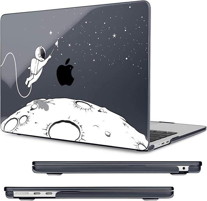Compatible with MacBook Air 13.6 inch Case, M4 A3240/M3 A3113/M2 A2681 (Released 2025 to 2022), Hard Shell, Keyboard Cover, Screen Protector, Webcam Cover & Type-C Adapter, Astronauts Stars