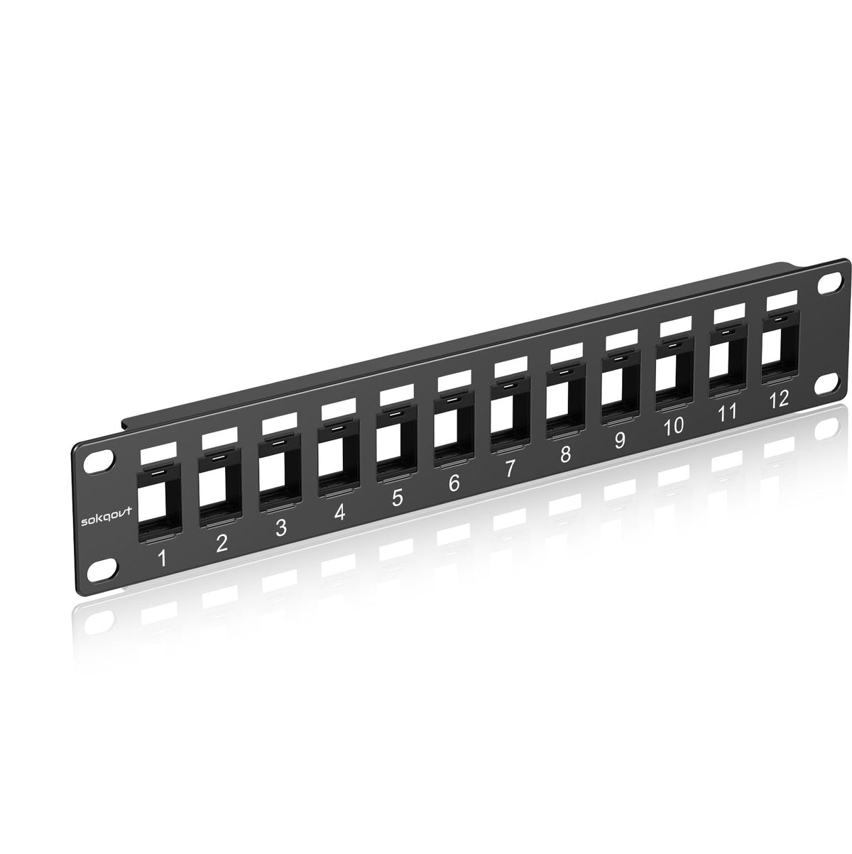 Sokqovt 24 Port Blank Keystone Patch Panel with Snap-in Design (4 Pack), Cat6 Network Patch Panel 1U 19 inch, Rack Mount Ethernet Patch Panel (for Slim Keystone Only)