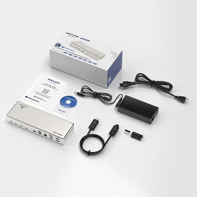 WAVLINK Thunderbolt 4 Dock, Docking Station with Quad 4K@60Hz Monitors