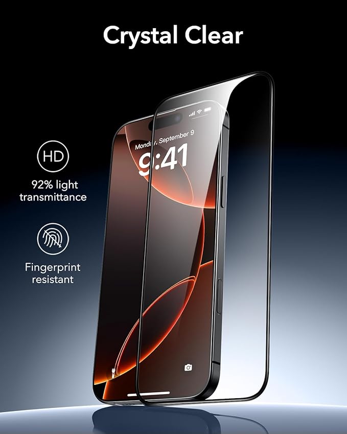 ESR 3 Pack 9H+ Glass for iPhone 16 Pro Screen Protector, [Military Grade Shatterproof & Longest Durable] Armorite Ultra-Tough Tempered Glass with UltraFit Tray