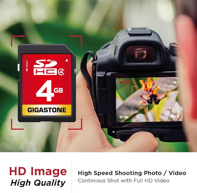 GIGASTONE 4GB SD Card 10-Pack SDHC Class 4 Memory Card for Photo Video Music Voice File DSLR Camera DSC Camcorder Recorder Playback PC Mac POS (Pack of 10)