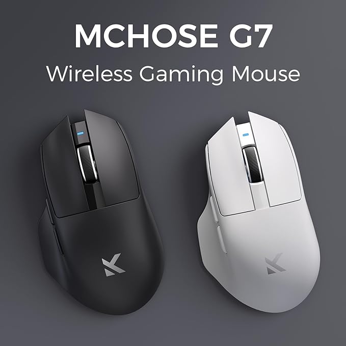 G7 Lightweight Ergonomic Wireless Mouse, PAW3311 12K DPI Sensor, Tri-Mode Connection, Wireless/Wired 1K Polling, 55g Weight, 800mAh Bettery (Black)