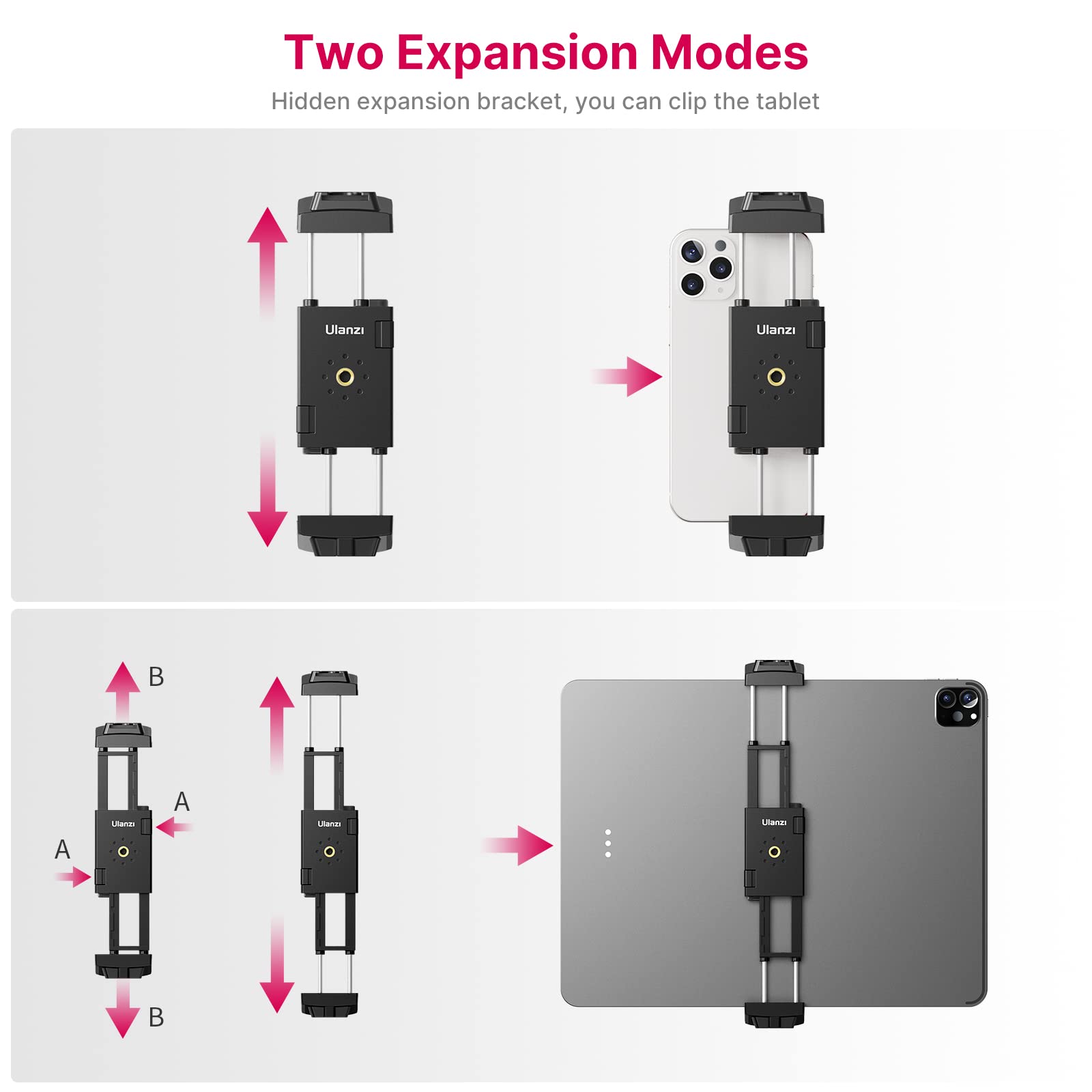 ULANZI ST-29 Phone Tripod Mount, 2-in-1 Tablet Smartphone Holder Adapter