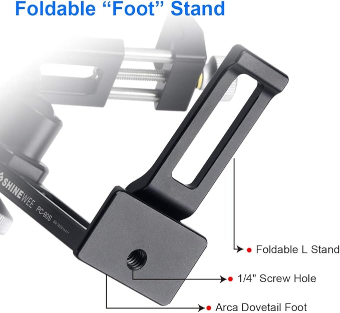 Metal Phone Tripod Mount Adapter, Arca Dovetail and 1/4" Screw Mount,Adjustable Vertical and Horizontal Dock for Samsung Galaxy, iPhone, and Other Smartphones Holder