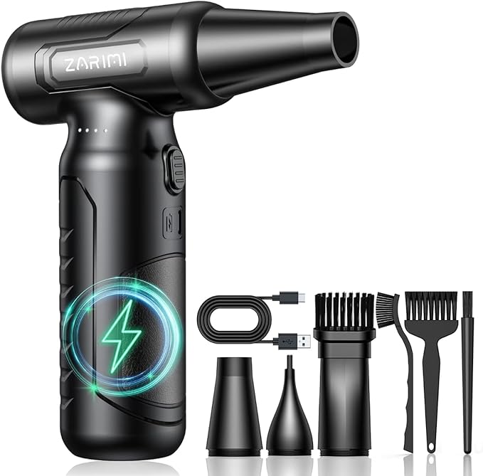 Electric Compressed Air Duster - 33,0000 RPM High-Speed Air Blower Gun, Rechargeable Mini Turbo Fan Cordless for Keyboard, PC, Car, Home & Outdoor Cleaning Dust, Replaces Compressed Air Cans