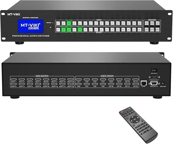 MT-VIKI Upgraded 4K HDMI Matrix Switch 16x16 w/Web GUI,Built-in US ADI Chip