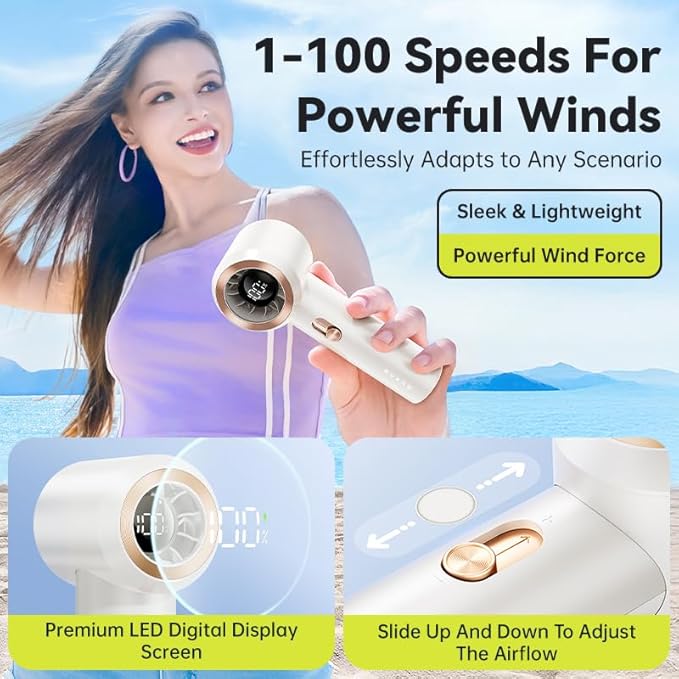 Portable Fan For Travel Mini: Small Pocket Handheld Personal Rechargeable Battery Operated USB High Speed Keeping Cool In Hot Weather Summer Beach For Women (white)