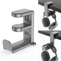EURPMASK PC Gaming Headset Stand - Adjustable Clamp-on Headphone Holder, 360 Degree Swivel & Cable Clip Organizer - Space Grey