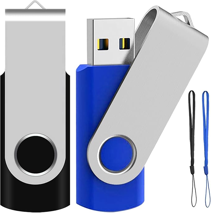 ABLAZE 16GB Flash Drive 2 Pack, USB 2.0 Thumb Drives with Lanyards Swivel USB Memory Stick 16GB
