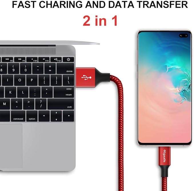 etguuds 6.6ft USB A to USB C Cable 3A Fast Charging, 2-Pack USB A to USB Type C Charger Cord for iPhone 16 15 Pro/Pro Max/Plus, for Samsung Galaxy S24 S23 S22 S21 S20 S10 A55 A54 Flip Note, Moto, Red