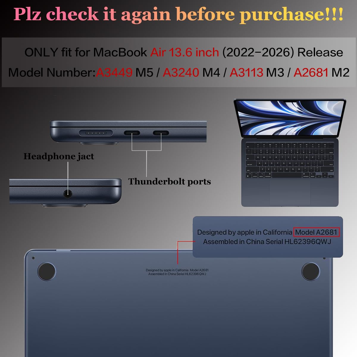 CISSOOK Compatible with MacBook Air 13 inch Case M2 M3 M4 M5