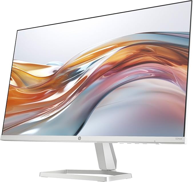 HP Series 5 524sw 24" 300 nits IPS FHD Monitor (Replaces M24FW) Adjustable Tilt, Flicker Free, Anti-glare, Ultra-thin, Low-Blue Light Filter, 1x HDMI, White/Silver w/DKZ Hub USB Port Expander (2 Pack)