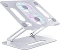 Adjustable Laptop Stand Laptop Cooling Pad with Fan USB Hub Compatible with 10 to 15 Inches Notebook Computer, Ergonomic Computer Riser for Desk, Aluminum Alloy Laptop Radiator-Silver