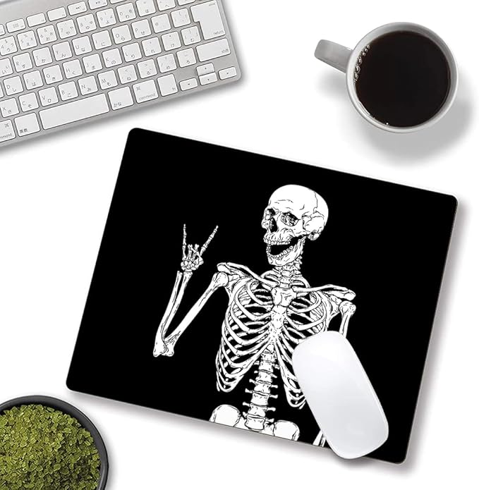 Mouse Pad, Black Human Skeleton Mouse Pad, Personalized Waterproof Mousepad Rectangle Customized Mouse Pads with Designs Non-Slip Rubber Smooth MousePads for Computer Laptop