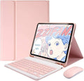 Keyboard Case for iPad Air 11 inch (M3 2025/M2 2024) with Mouse, Case for iPad Air 5th/4th Gen with Keyboard Cover with Pencil Holder, Pink