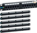 ICC CAT6 Patch Panel, UL Listed & PoE++ Rated Gigabit Applications, Rackmount 24 Port 1U 19-Inch Network Patch Panel with Rear 110 IDC Terminal Blocks for Gigabit Network Switch, Black, Pack of 6