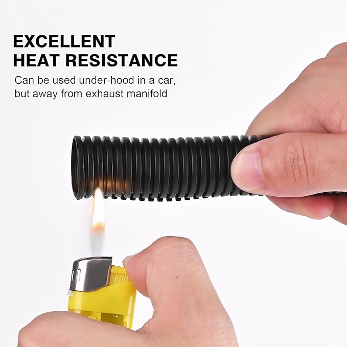 CrocSee 10ft - 1 inch Flame Retardant Split Wire Loom Tubing with Installation Tool - Flexible Wire Covers Cord Protectors - Black