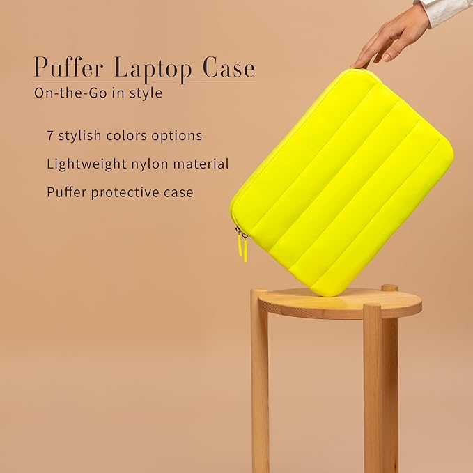 ANECDOTE Laptop Case 13-14 Inch – A Perfect Laptop Sleeve That is Compatible with MacBook Air/Pro and iPad Pro 12.9 – Fits in Your Bag, Padded and Protective with an Aesthetic Design (Neon Yellow)