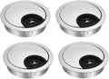 uxcell Cable Hole Cover, 2.1Inch/53mm Zinc Alloy Desk Wire Cord Cable Grommets Hole Cover for Office PC Desk Cable Cord Organizer, 4 Pcs Silver Tone