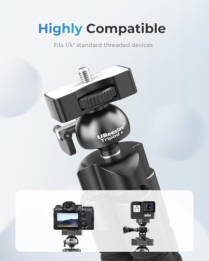 UBeesize Phone Tripod Pro S, Premium Flexible Phone Tripod with Wireless Remote, Mini Tripod Stand for Camera GoPro/Mobile (Upgraded), Black