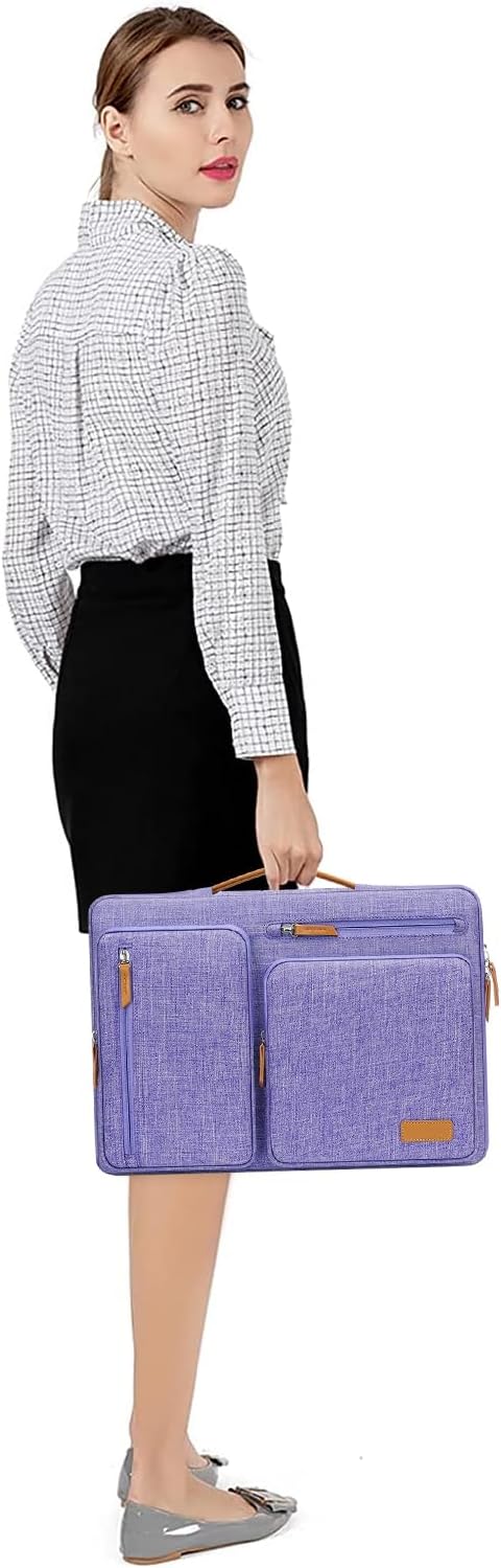 MOSISO 360 Protective Laptop Case 13.3 inch, 13-13.3 inch Laptop Sleeve Compatible with MacBook Air/Pro 13 / Pro 14,HP Dell Acer ASUS,Side Open Carrying Case with 4 Zipper Pockets&Handle, Purple