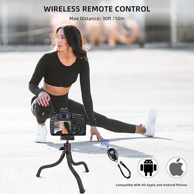 Famall Flexible Phone Tripod for GoPro, Mini Camera Stand with Remote, 1/4'' Screw with Phone Holder&Cold Shoe, Tripod Holder for iPhone Samsung Canon Nikon Sony Streaming Vlog Smartphone