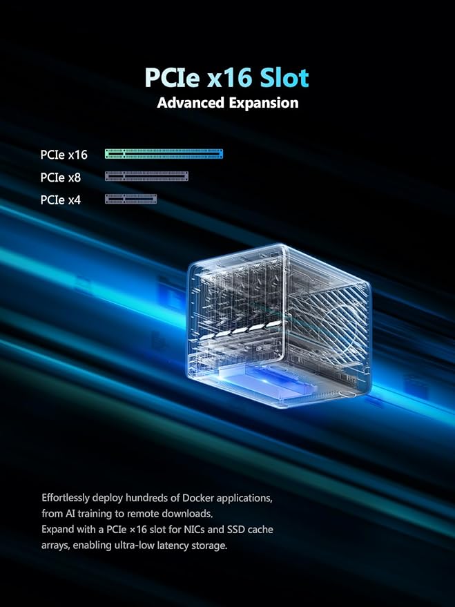 MINISFORUM N5 5-Bay Desktop NAS, AMD Ryzen 7 255(8C/16T), Barebone, 128GB SSD, 1x 10GbE, 1x 5GbE, 2X USB4(8K), 8K HDMI, OCuLink Port, 1xM.2 Slot, 2xU.2/M.2 Slots, Network Attached Storage (Diskless)