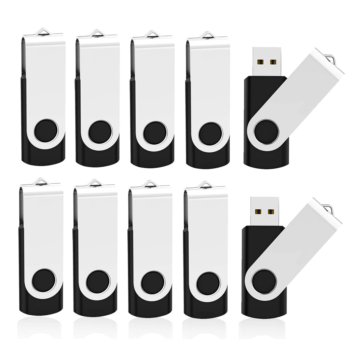 Wholesale 50 Pack 8GB Flash Drive Bulk, KOOTION Thumb Drive Flash Drives 8G Swivel Memory Stick USB 2.0, Black, 50 Pcs