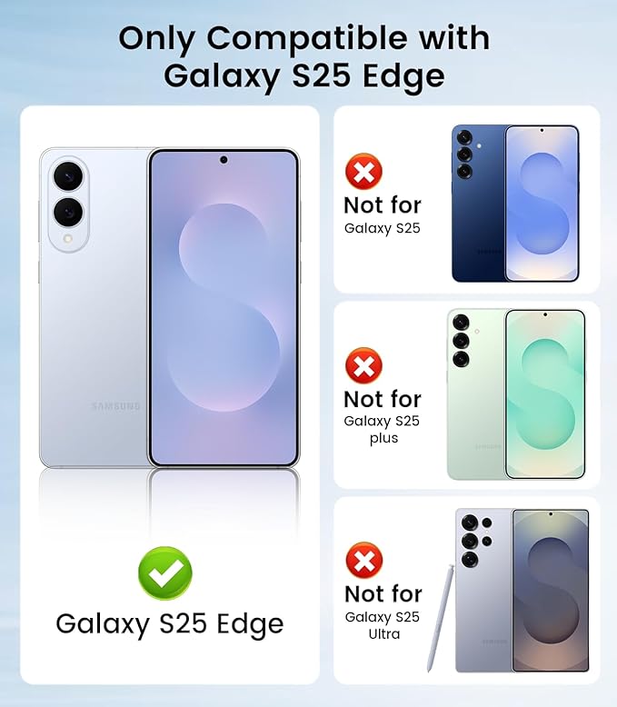 Slim Thin for Samsung Galaxy S25 Edge Case, Compatible with MagSafe, Built-in Camera Lens Protector, Shockproof Protective Phone Case, Soft Electroplated Clear Cover, Silver