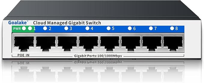 8 Port Gigabit Switch, Easy Smart Managed Ethernet Switch, Network Hub, Ethernet Splitter, Plug & Play, Fanless Metal Design, VLAN, Qos, Support PoE Powered, Desktop or Wall Mount