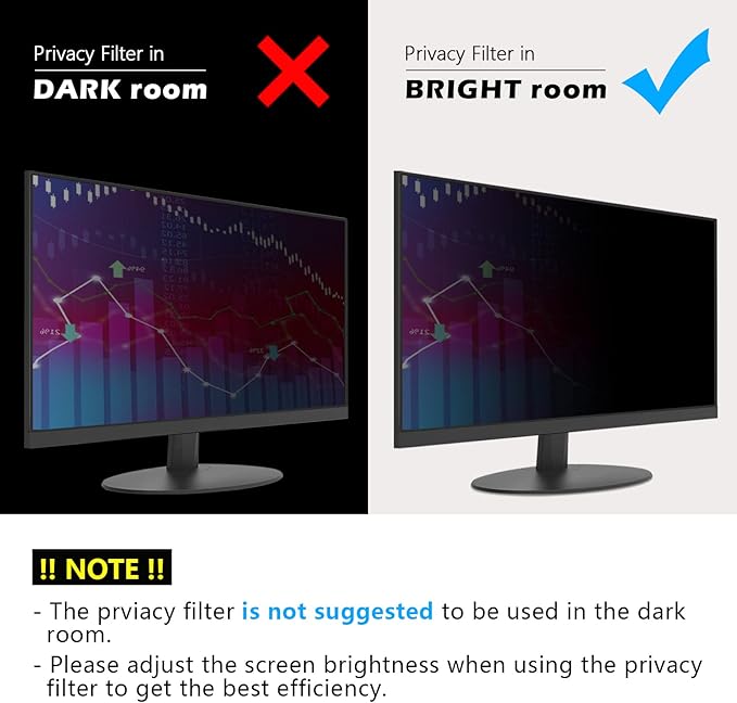 FILMEXT [2-Pack 23.8 in. Computer Privacy Screen Filter and Shield, Anti-Spy Blue Light Filter for 16:9 All-in-One/Frameless Monitors]