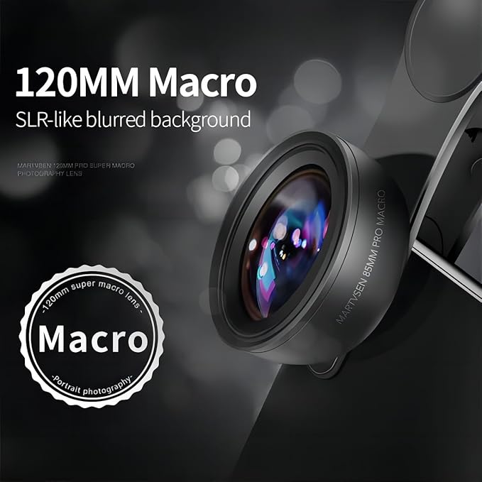 120MM Macro Lens for iPhone - 𝟓𝐊 𝐇𝐃 𝟏𝟎𝐗 Super Macro with 𝐒𝐭𝐚𝐫𝐥𝐢𝐠𝐡𝐭 𝐅𝐢𝐥𝐭𝐞𝐫, Professional Universal Clip Phone Camera Lens for Photo Video Lens of iPhone Samsung Android