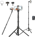 72" Tripod for iPhone, Phone Tripod with Remote, Black Aluminum, Compatible with Smartphone/Camera/Gopro, Cellphone Tripod Stand for Video Recording Selfies Vlogging