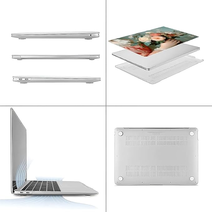 Compatible with MacBook Air 13.3 13.6 Inch Case 2022 2021 2020 2019 Plastic Hard Shell Case Cover,13.3 Air (A1932/A2179/A2337), A Lady with Flowers