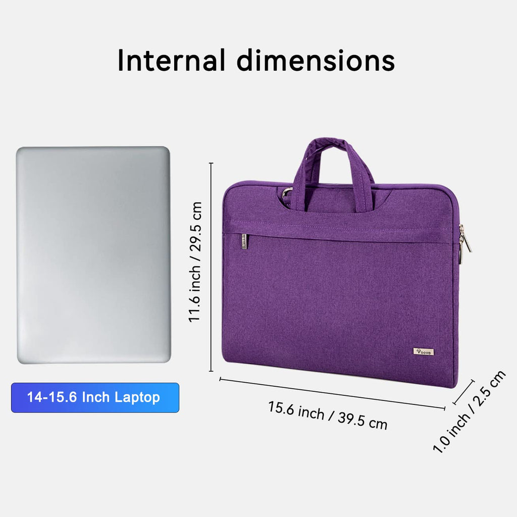 Voova Laptop Bag 15.6 Inch for Women, Waterproof Computer Sleeve Carrying Case with Shoulder Straps & Handle Compatible with Macbook Air 15, MacBook Pro 15/16, 15-16 Inch Hp Dell Lenovo Asus, Purple