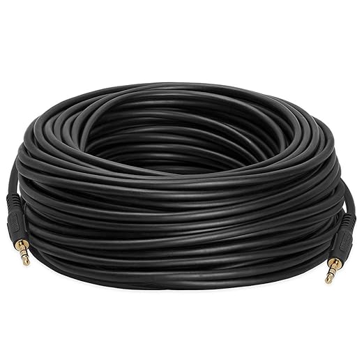 Cmple - 3.5mm Aux Audio Cable Stereo 100 ft AUX Cable Male to Male Speaker Cable Auxiliary Cord Adapter for Car, Phone, Headphones - Black
