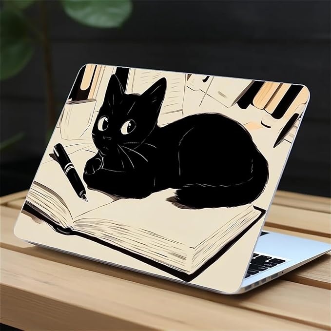 Compatible with MacBook Air 13.3 13.6 Inch Case 2022 2021 2020 2019 Plastic Hard Shell Case Cover,13.6 Air (A2681) M2 2022, Black Cat
