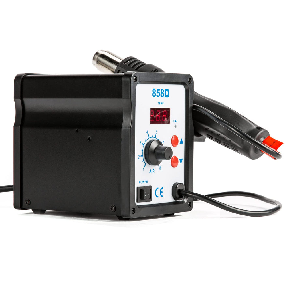 CREWORKS 858D Rework Station, 110V SMD Soldering Rework Station with Hot Air Heat Gun Set, LED Digital Temperature Display Screen Electric Desoldering Welding Iron Kit for Electronics Repairing